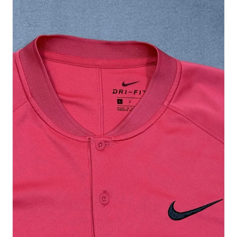 Nike Golf Shirt Mens L Magenta Blade Collar Dri-Fit Athletic Athleisure Active